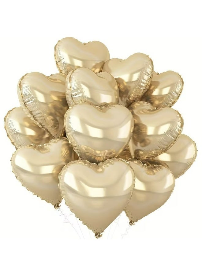 Kandid 10Pcs Valentine's 18-inch Heart-Shaped Aluminum Foil Balloons (White Golden) - Image 1